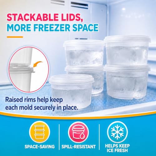 6 Pack Hawaiian Shaved Ice Mold Party Set with Lids, Up Your Game For Much More Snow Cone Treats, BPA-Free Cups Two Bonus Lids, Easy Stackable Freezing, Compatible with S900A, S777 & Others