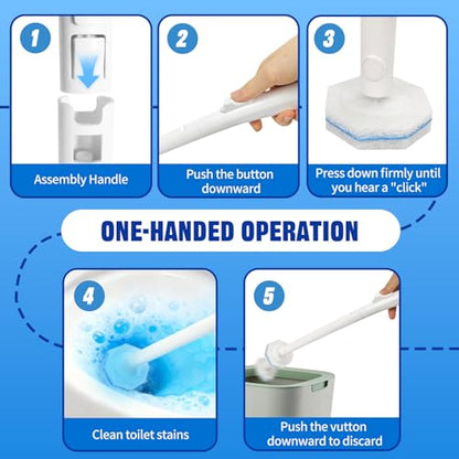 Disposable Toilet Brush & Holder Set with 50 Toilet Bowl Refills for Clorox | Wall Mounted Disposable Toilet Bowl Kit, for Bathroom, Sink & Bathtub, Touchless Toilet Cleaning System