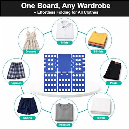 Shirt Folding Board, Shirt Folder - Folds Hoodies, Jeans & Shirts, Blue | Quick garment folding, heavy duty for thick clothes, for adults & kids, compact foldable design, no assembly required