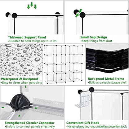 C&AHOME 16 Cube Storage Organizer Cube Shelves Units Storage Cubes, White | Plastic DIY Closet Organizer, Stackble Modular Closet Storage Shelves Ideal for Home, Bedroom, 48.4" L × 12.4" W × 48.4" H