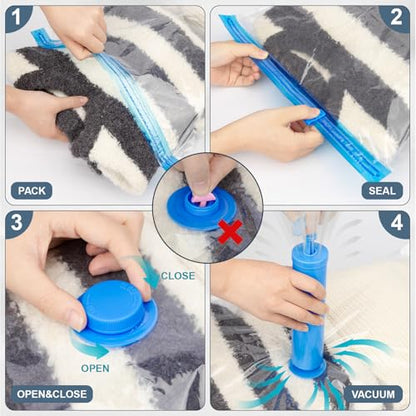 10 Jumbo Vacuum Storage Bags for Bedding Vacuum Seal Bags for Blankets | Extra Large Storage Bags Vacuum Sealed with Hand Pump Space Saver Bag for Clothing Travel Bedding Comforters Pillow Duvets