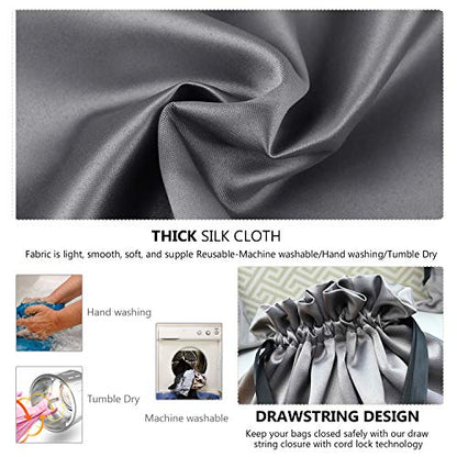 PlasMaller Dust Cover Storage Bags Thick Silk Cloth Pouch with Drawstring For Luxuries Handbags Tote Purses Shoes Boots, Silver (19.6 x 23.6 in)