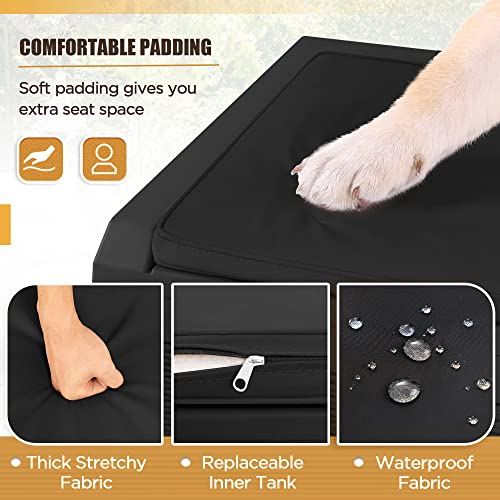 Devoko 100 Gallon Resin Waterproof Outdoor Storage Box with Cushion | Large Resin Deck Box Indoor Lockable Storage Container for Patio Furniture Garden Pool Cushions