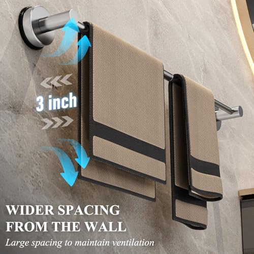 Towel Bar for Bathroom Wall,Adjustable 12~21 Inch Towel Racks for Bathroom Wall Mounted, Towel Holder for Glass Shower Door,Bathroom Accessories,Apparment Essentials,Home Decor-Silver