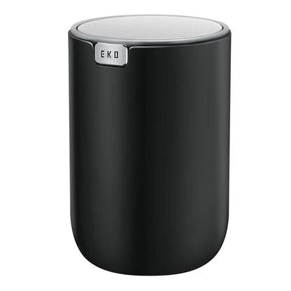 EKO Fandy 0.4 Gal/1.5L Mini Tabletop Trash Bin with Swing-Lid, Desktop Trash Can for Bathroom Countertop, Vanity, Coffee or Office, Small Garbage Bin (Black)
