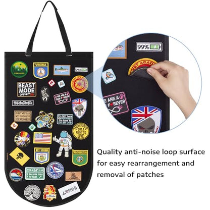 Hanging Patch Display Board, Foldable Patch Holder (Black) | Foldable felt panel displays military and morale patches. Patches not included.