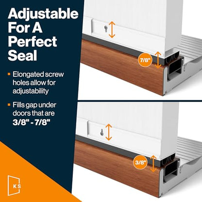 Patent Pending, Adjustable Double Bubble Door Sweep, Draft Stopper, Under Door Seal for Exterior Doors, 1 3/4" x 36", White (36 inch)