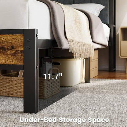 Liians Queen Size Bed Frame with USB Charging Station and Smart LED Lights