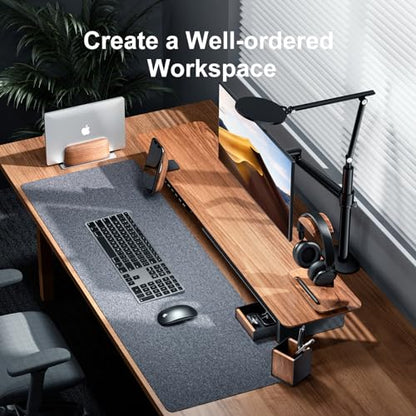 UPERGO Desk Organizer Tray Pen and Pencil Holder Set | Solid Walnut, Aluminum Accent, for Desk & Office Decor, Aesthetic Desk Accessories for Men