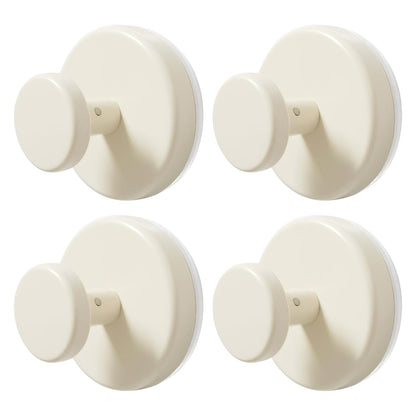 Suction Cup Hooks for Shower & Bathroom Towel Holder 4-Pack (Beige) | Removable Towel Hooks for Bathroom Window Glass Door Wall, or Mirror Bath Robe Looafh Wreath Hook for Hanging