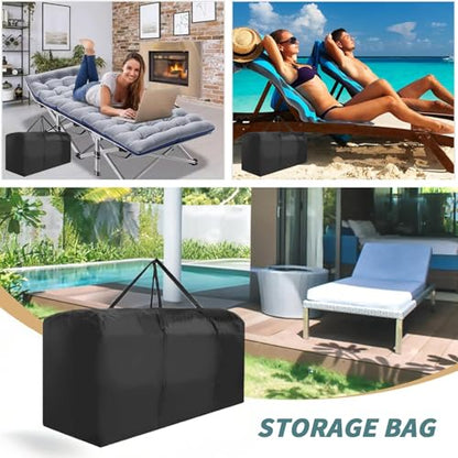 68" Extra Large Waterproof Outdoor Cushion Storage Bag – Heavy Duty Patio Furniture Cover with Zipper,Handles for Pool Decor,Christmas Tree Storage & Moving (173x76x51cm) (Black)