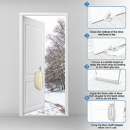 NABOWAN 30" Weighted Under Door Draft Stopper -Triangular Door Draft Blocker with Hook Loops for Easy Install, Save Energy, Home Room Essentials