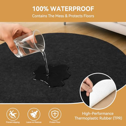 Deep Dream Dual Surface 8' Round Rug Pad, Waterproof 1/4" Thick Felt + Rubber Backing, Non Slip Round Carpet Gripper for Area Rugs, Protective Cushioned Pads for All Floors