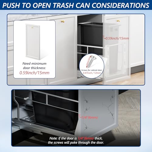 Pull Out Trash Can Under Cabinet with Soft-Close Slides | Space Saving, Heavy Duty, Garbage Can Not Included, Under Sink Bin Kit for Home Kitchen, Requires Min Cabinets 12" W X 18" D