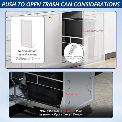 Pull Out Trash Can Under Cabinet with Soft-Close Slides | Space Saving, Heavy Duty, Garbage Can Not Included, Under Sink Bin Kit for Home Kitchen, Requires Min Cabinets 12" W X 18" D