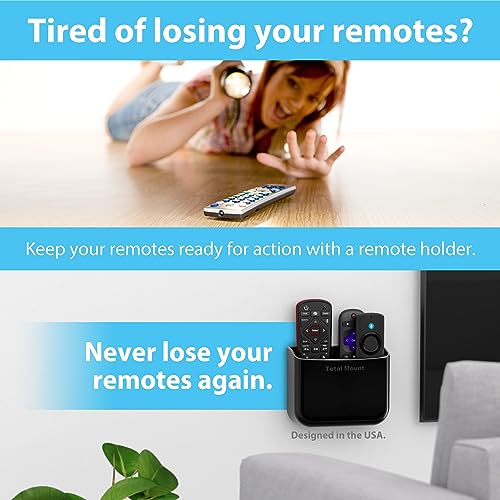 TotalMount Drop-Free Remote Holder – Removable Adhesive Strips – Black | Designed in the USA – Simply Put the Remotes In – No Tricky Magnet Alignment Needed (Holds 2 or 3 Remote Controls)
