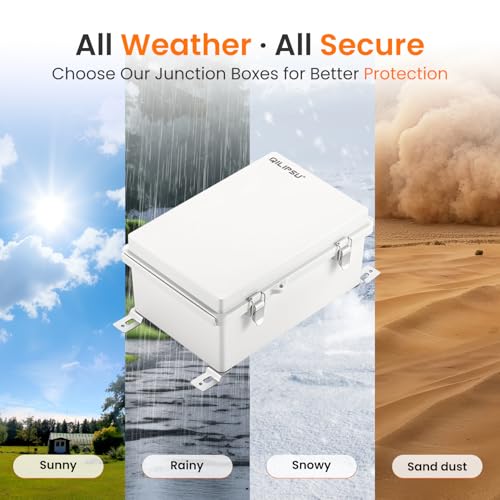 QILIPSU Junction Box IP67 Waterproof Plastic Electrical Enclosure Outdoor Weatherproof Project Electric Box with Mounting Plate, Wall Brackets, Hinged Grey Cover 11.2"x7.7"x5.1"