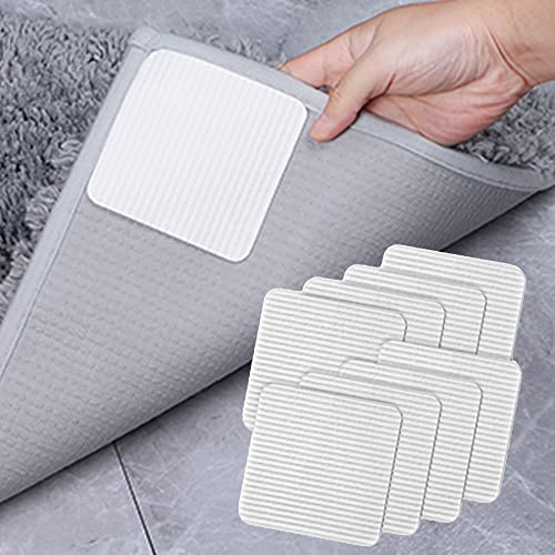 Anti Slip Carpet Grips 8 Pcs Vacuum Technology Carpet Gripper for Hardwood Floors Anti Curling Rug Pad Grippers Washable Keep Corners Flat