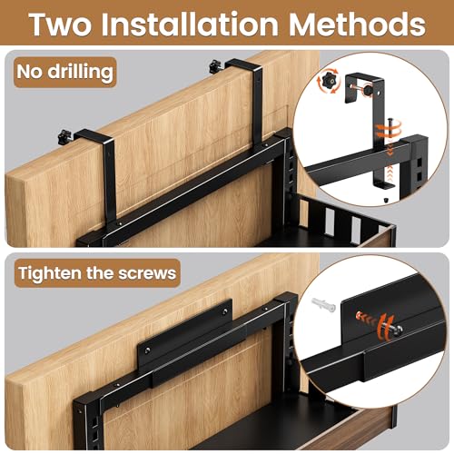 POKIPO 8 Tier Over The Door Pantry Organizer, 2 IN 1 Wall Mount or Hanging Spice Rack Seasoning Shelves with Adjustable Basket, Back of Door Organizer and Storage for Kitchen Cabinet and Room Closet