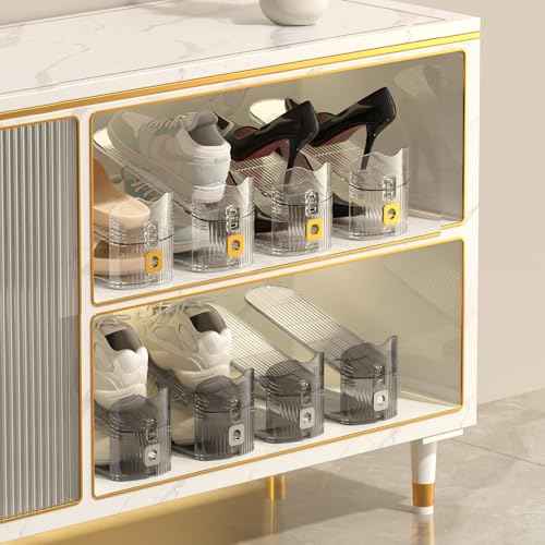 10Pack Shoe Slot Organizers Clear Shoe Stacker Organizer for Closet Shoe Holder Space Saver Rack Storage for Closet (Clear, 10Pack)
