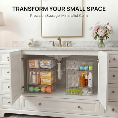 LALOBLUE Stackable Clear Acrylic Drawer Baby Bottle Makeup Organizer | Acrylic, Holds Baby Bottles, Makeup, Cosmetics, Stackable Clear Drawer Organizer, Cabinet and Pantry Organization Bins