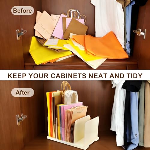 Reusable Shopping Bag Organizer, Gift Bag Organizer Storage | Adjustable Tall Shelf Divide for 40+Tote Bags, Grocery,Handbag,Purse and Paper Bag Holder for Pantries, Cabinets or Closets