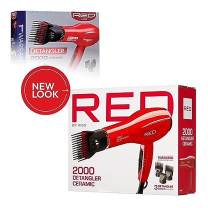 Kiss Products Red Detangler Dryer Plus 3 Attachments, 1.75 Pound
