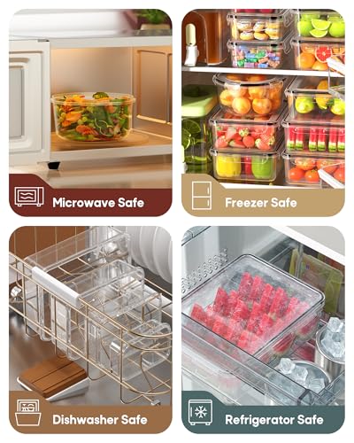 60 PCS Food Storage Containers with Lids Airtight, (30 Lids & 30 Containers) Leak proof Containers Set for Kitchen, Meal Prep, BPA-Free, PVC-Free Plastic, Microwave/Dishwasher Safe, Extra Labels & Pen