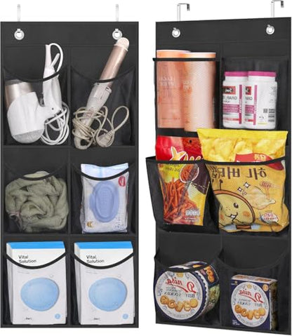 2 Packs Narrow Over the Door/Wall Shoe Organizer, Small Hanging Shoe Rack for Closet with Clear Mesh Pocket for Bathroom, RV, Pantry, Camping (Black)