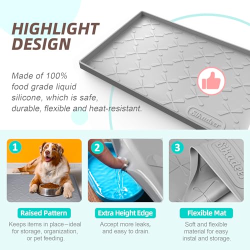 Waterproof Under Sink Mat 34" x 22", Raised Edge Silicone Mat Tray | 100% Food-Grade, Thick Shelf Liner Cabinet Protector, Kitchen, Bathroom Organizer and Storage, Pets, Boots, Home Essentials