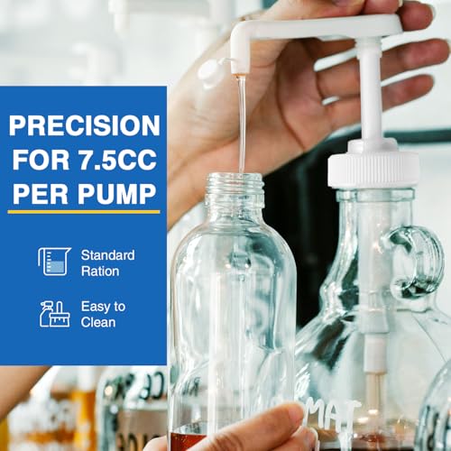 4Pcs 38-400 Leak Proof Gallon Jug Syrup Pump Dispenser | Lotion Shampoo Pump Cap Included, Fits 1 Gallon Bottle 64oz 128oz, Shampoo Laundry Detergent Containers