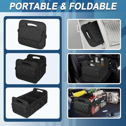 Deosk Car Trunk Organizer and Storage with Reinforced Handles, Waterproof Polyester Trunk Organizer for SUV, Minivan, Truck (Large, Black)
