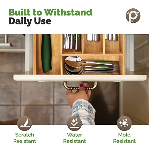 Silverware Organizer - Small Extra-Deep Wooden Kitchen Drawer Organizer Divider for Spoons, Forks, Knives & Cutleries - 5 Slots