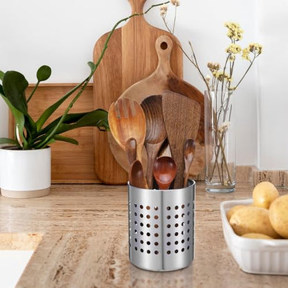 Metal Utensil Holder Set, Small SUS401 Steel Utens... (Silver | Stainless Steel)