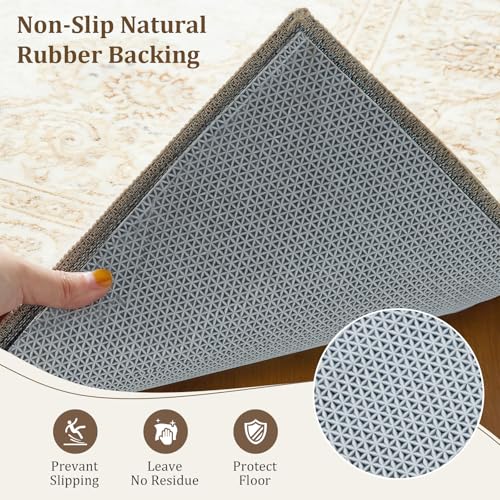 8x10 Ft Non Slip Rug Pad, Dual Surface Felt and Rubber Gripper Backing, 1/4 inch Thick Carpet Liner for Hardwood Floors, Under Area Rug Protective Cushioned Pads, Keep Rugs Safe and in Place