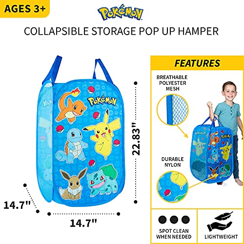 POKEMON Kids Room Collapsible Storage Bin Pop Up Hamper, One Size, (Officially Licensed Product) by Franco