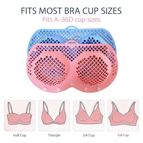 2 Pack Silicone Bra Washing Bags for Laundry – Fits 32A–36D Bras, Bra Protector for Washing Machine & Dryer, Lingerie Bag for Delicates, Includes 2 Mesh Laundry Bags