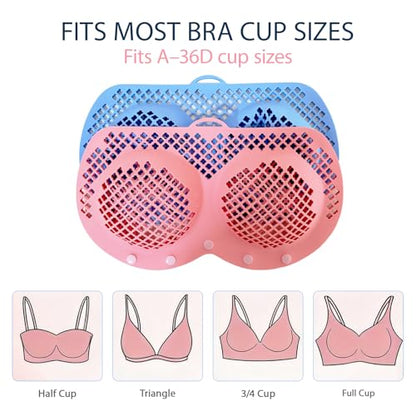 2 Pack Silicone Bra Washing Bags for Laundry – Fits 32A–36D Bras, Bra Protector for Washing Machine & Dryer, Lingerie Bag for Delicates, Includes 2 Mesh Laundry Bags