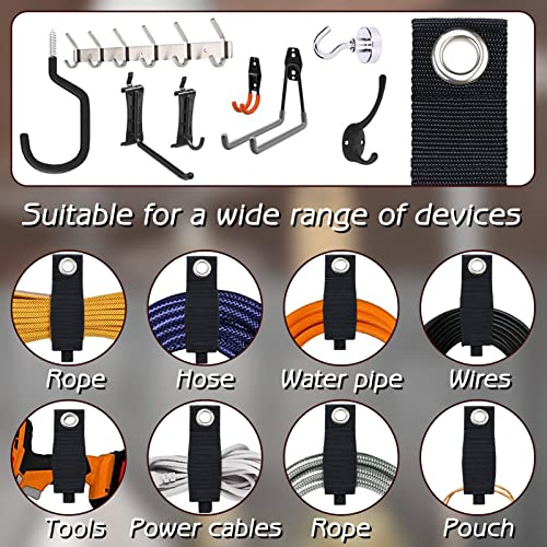Zkptops 12Pcs Extension Cord Holder Organizer Heavy Duty Storage Straps Large 13 Inch (Unfolded) Cord Strap Wrap Hanger Garage Hooks Organization Essentials Extension Storage Wrap for Cable Hose Tools