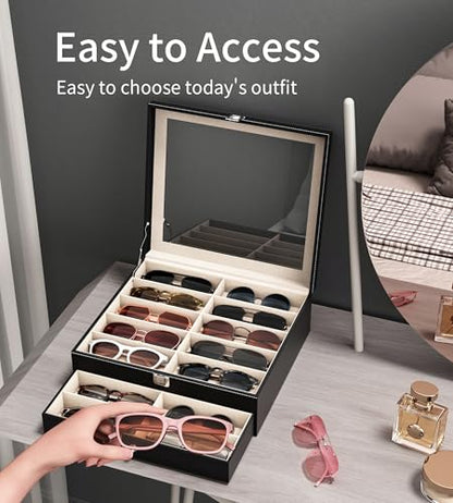20 Slots Sunglass Organizer for Women Men Sunglasses Storage Box for Multiple Pairs of Eyeglass Holder Display Case