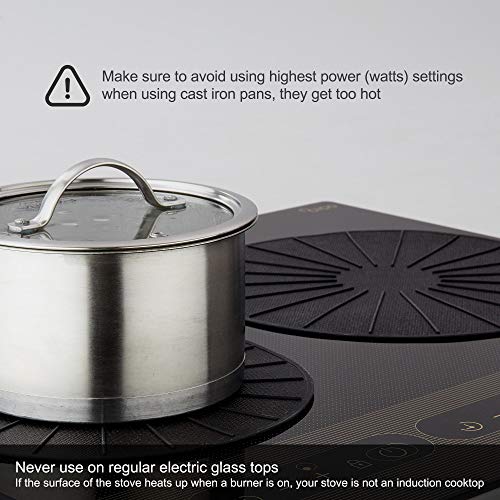 Induction Cooktop Mat - Silicone Fiberglass Scratch Protector - for Magnetic Stove - Non Slip Pads to Prevent Pots from Sliding During Cooking_ Black (11inches)