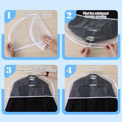 18 Pack Clear Shoulder Covers with 2" Gusset, 24" Wide x 12" High, Vinyl Dust Protectors for Hanging Clothes, Suits, Coats, Dresses, Closet Organizer