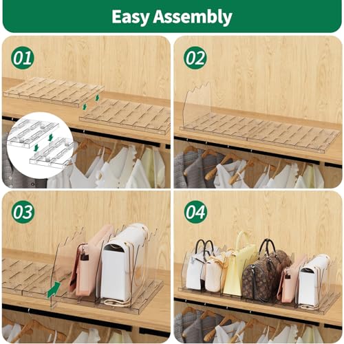 Adjustable Shelf Divider for Closet, Clear Purse O... (Clear | Acrylic)