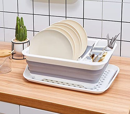 Dish Drying Rack Collapsible Dish Drying Rack Portable Dinnerware Drainer Organizer for Kitchen RV Campers Travel Trailers Space Saving Kitchen Storage Rack Tray Camper Must Haves