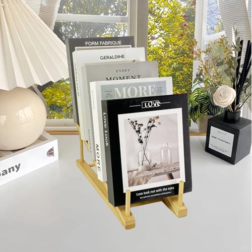 3 Pcs Wood Book Display Stand, 5-Tier Tabletop Boo... (Natural-3 Pcs | Bamboo)