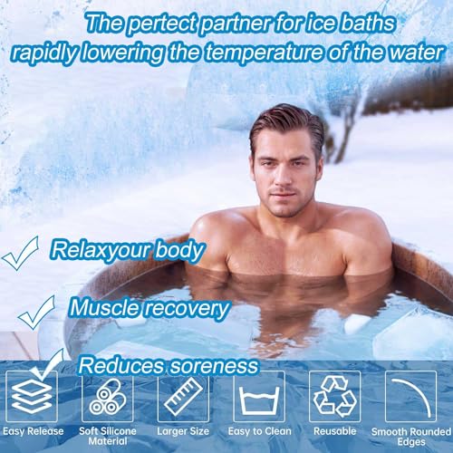 Large Ice Block Mold for Ice Bath Tub, 6 Pcs Extra Large Ice Cube Mold for Cold Plunge Tub, Total 14.4 Lb Ice Block, Reusable Ice Cube Tray Ice Molds Silicone Big Ice Tray for Ice Bath Accessories