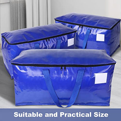 StorageRight Moving Bags, Moving Boxes, 93L 4-Pack Sotrage Bags Totes, Blue | Heavy Duty Storage Bins with Lids, Zipper, Reinforced Handles, Tag Pocket, Foldable Moving Supplies for Collge, Dorm,Travel