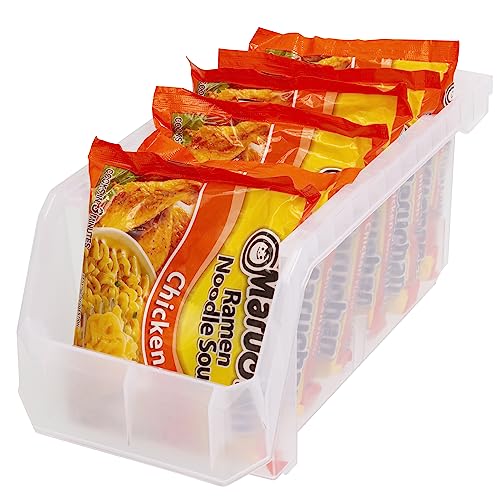 Medium Plastic Storage Bins, Stackable Organizer Containers for Closet Pantry Shelf Garage and Office Organization, Clear, 8 Pack | Open-Front Stackable Bins For Garage, Pantry, Closet & Office, 11"L X 5,5"W X 5"H, Nests When Empty, Durable Plastic,