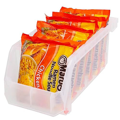 Medium Plastic Storage Bins, Stackable Organizer Containers for Closet Pantry Shelf Garage and Office Organization, Clear, 8 Pack | Open-Front Stackable Bins For Garage, Pantry, Closet & Office, 11"L X 5,5"W X 5"H, Nests When Empty, Durable Plastic,