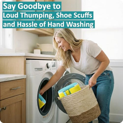 Shoe Washing Machine Bag for Sneaker Cleaning Laundry Shoe Bag, Yellow | Dual Compartment, Full Protection, Clasp-Lock Zipper, Dense Chenille, Bound Edge & Seams